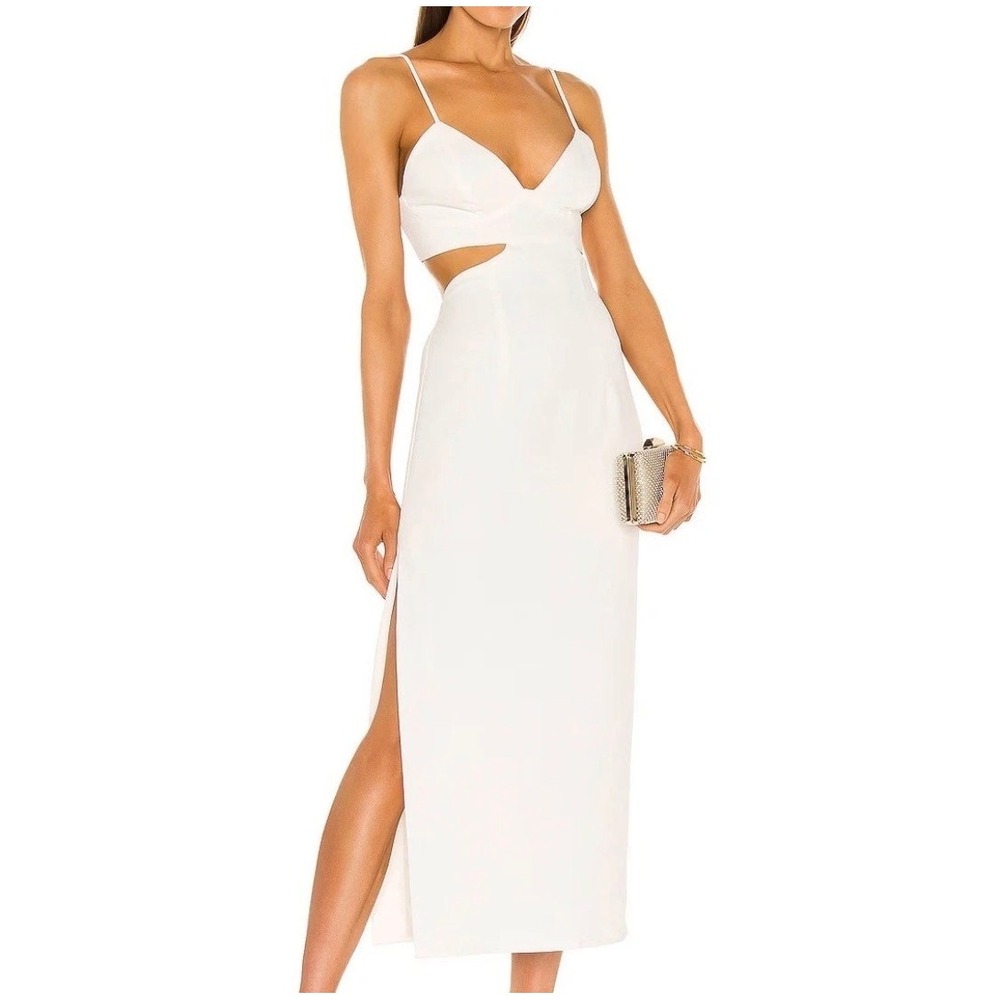 Bardot Ivory Cutout Maxi Dress V-Neck Spaghetti Strap Side Slit‎ Size 6 US M